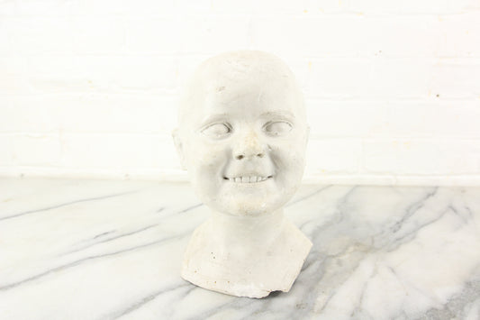 Antique Plaster Bust of a Slightly Creepy Child with a Toothy Smile