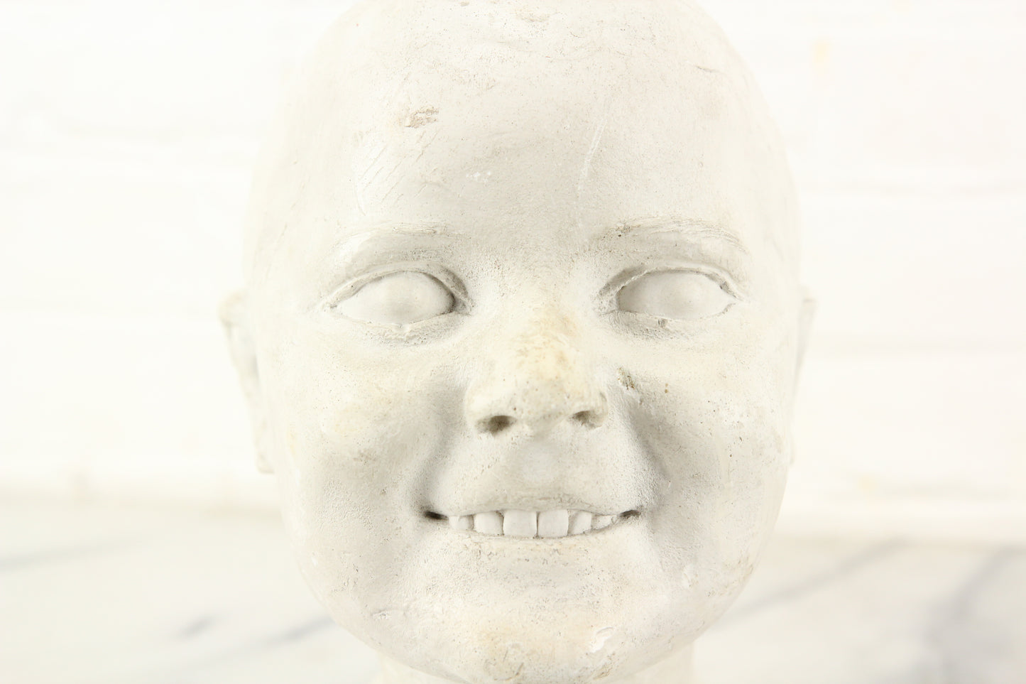 Antique Plaster Bust of a Slightly Creepy Child with a Toothy Smile