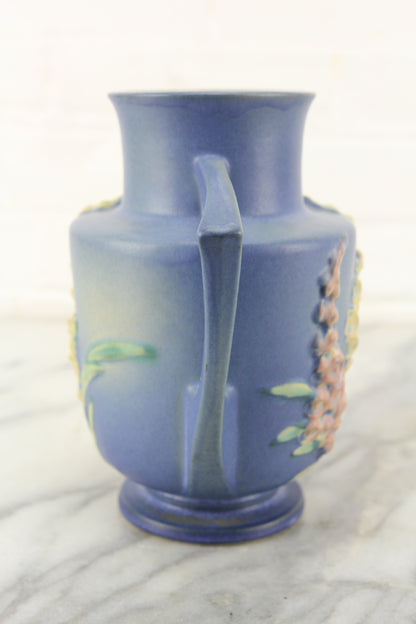 Roseville 46-7 Art Pottery Foxglove Blue Vase, U.S.A.