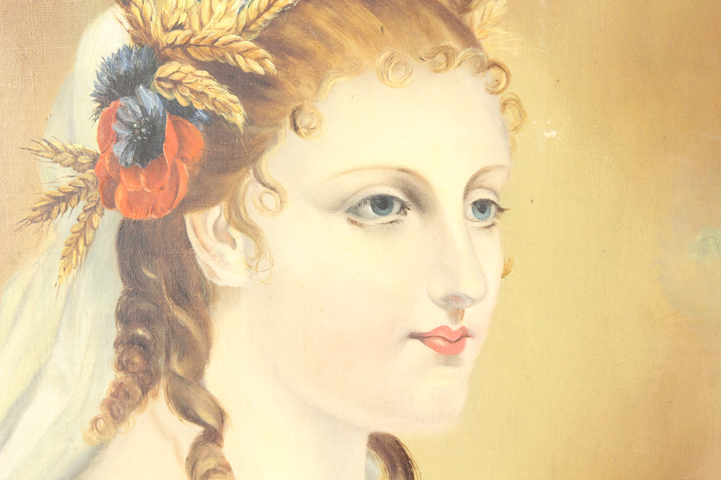 Victorian Oil on Canvas Painting of a Goddess, Attributed to Mrs. D. White - 14 x 21"