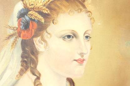 Victorian Oil on Canvas Painting of a Goddess, Attributed to Mrs. D. White - 14 x 21"