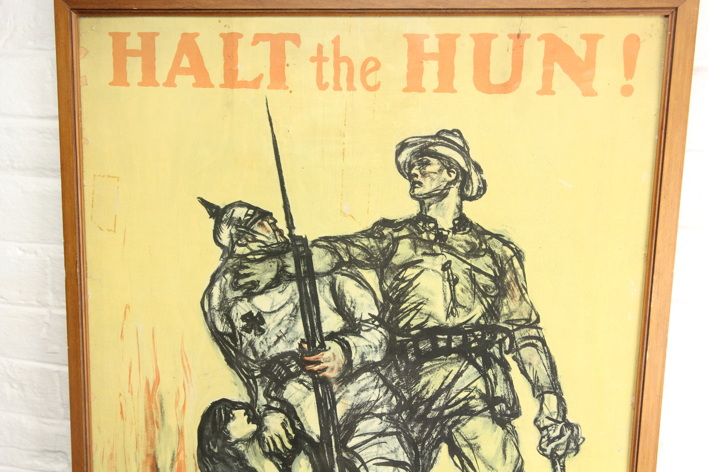 Halt the Hun! U.S. War Bonds World War I Framed Lithograph Propaganda Poster - 21.25 x 30.5"
