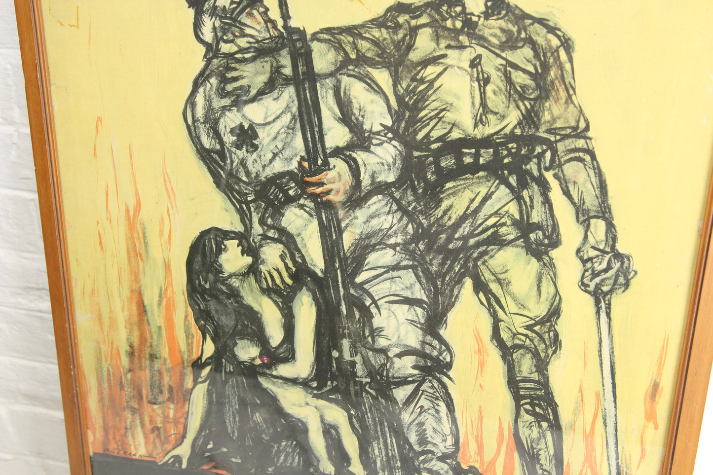 Halt the Hun! U.S. War Bonds World War I Framed Lithograph Propaganda Poster - 21.25 x 30.5"