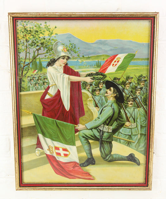 Kingdom of Italy World War I Chromolithograph Print in Frame - 15.5 x 19.25"