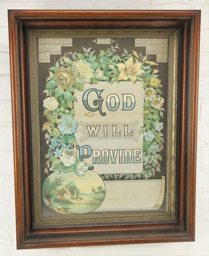 God Will Provide 1884 Devotional Calendar Print in Frame - 17.5 x 22"