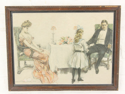 Howard Chandler Christy "A Plea for Arbitration" Print in Frame, 1903 - 17 x 13"