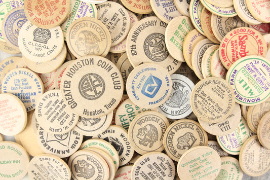 Assorted Vintage Wooden Nickels