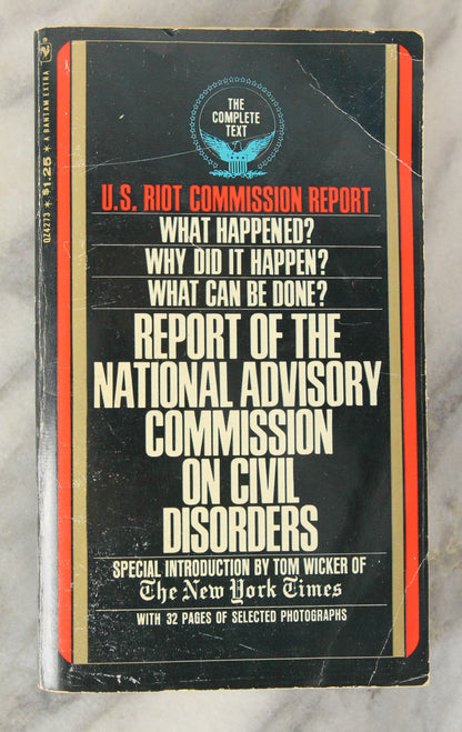 U.S. Riot Commission Report (Report on the National Advisory Commission on Civil Disorders), Copyright 1968