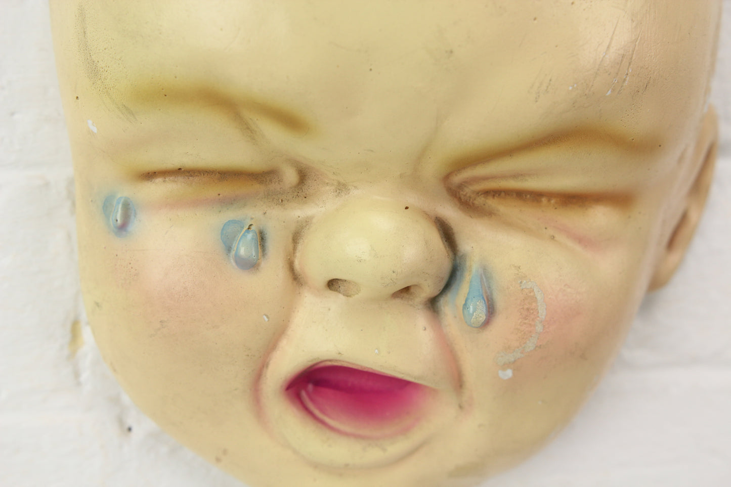 Chalkware Crying Baby Tattoo Reference Wall Hanger