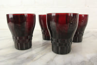 Cranberry Glass Art Deco Influenced Drinking Cups, Set of 5