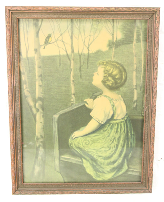 Simon Glucklich "Spring Song" Framed Print, Copyright 1925, Borin, Chicago - 13.5 x 17.5"