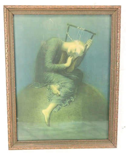 George Frederic Watts "Hope" Framed Print, Copyright 1925, Borin, Chicago - 13.75 x 17.75"