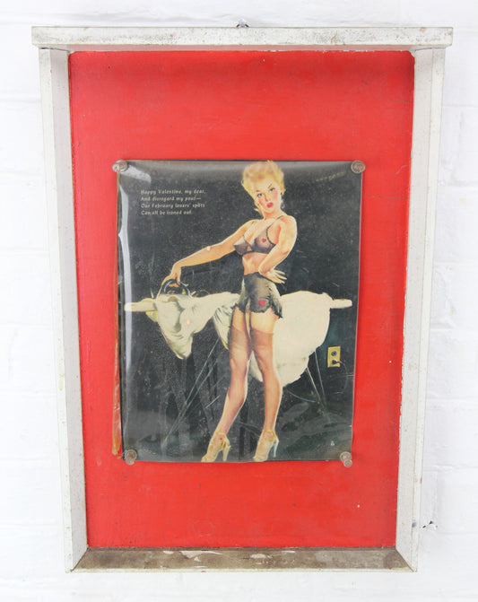 Earl Moran B&B 1940s Pinup Girl in Custom Red and White Wood Frame