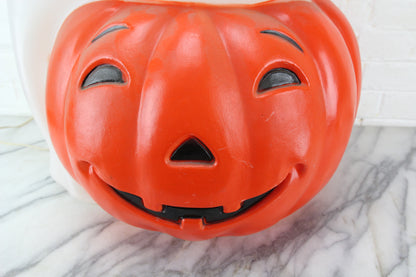 Halloween Ghost and Jack-O-Lantern Pumpkin Plastic Vintage Blowmold by Empire, 34"