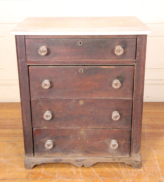 Shabby Marble Top Four Drawer Cabinet