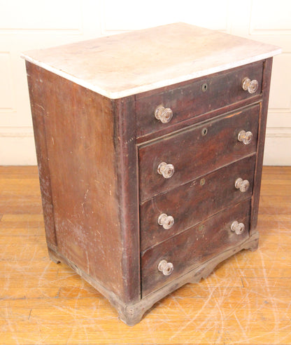 Shabby Marble Top Four Drawer Cabinet