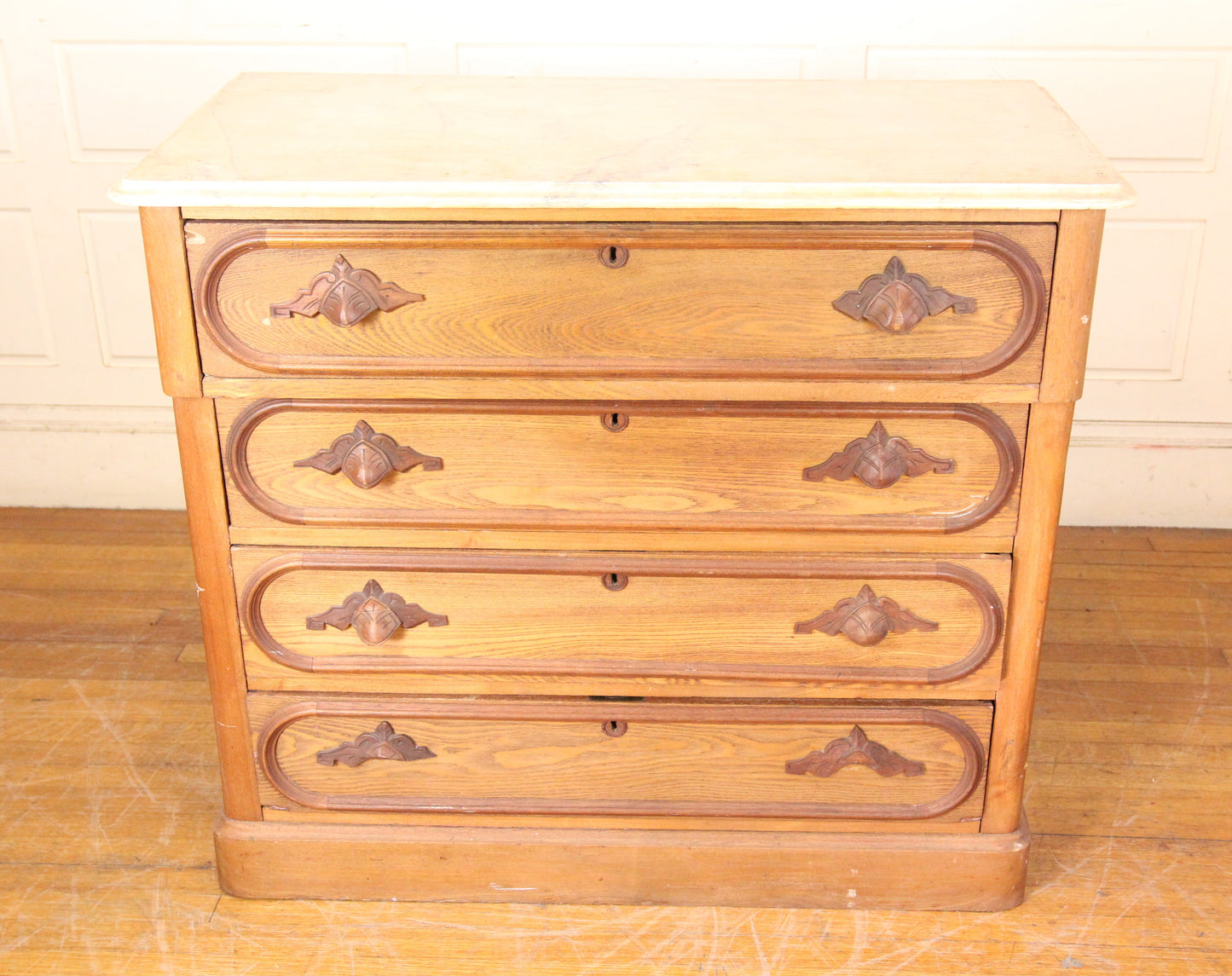 Four Drawer Country Pine Dresser with Faux-Marble Top