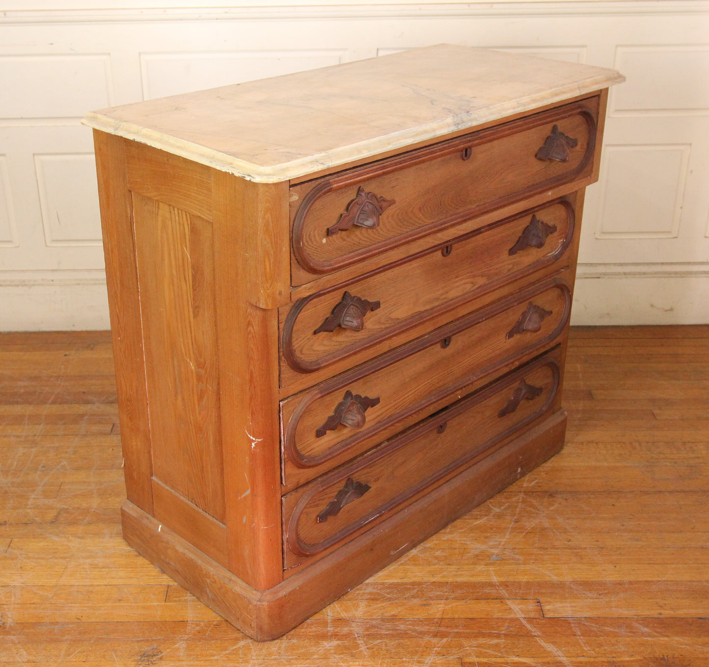 Four Drawer Country Pine Dresser with Faux-Marble Top