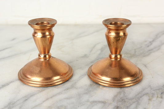 Short Copper Candlesticks, Pair - 4"