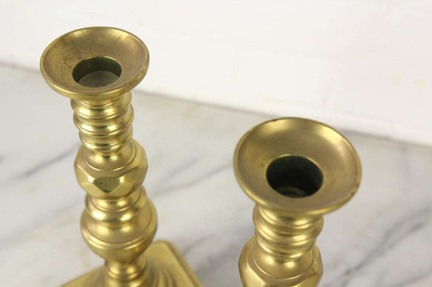 Solid Brass Push-Up Candlesticks, Pair - 9.75"