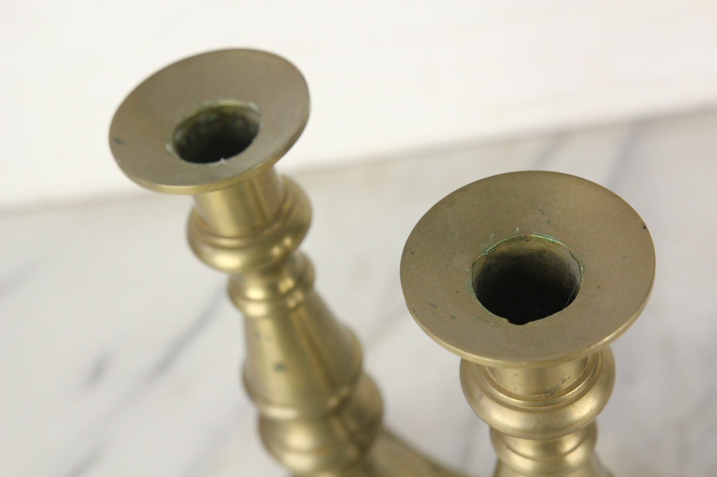 Solid Brass Candlesticks, Marked China, Pair - 10"