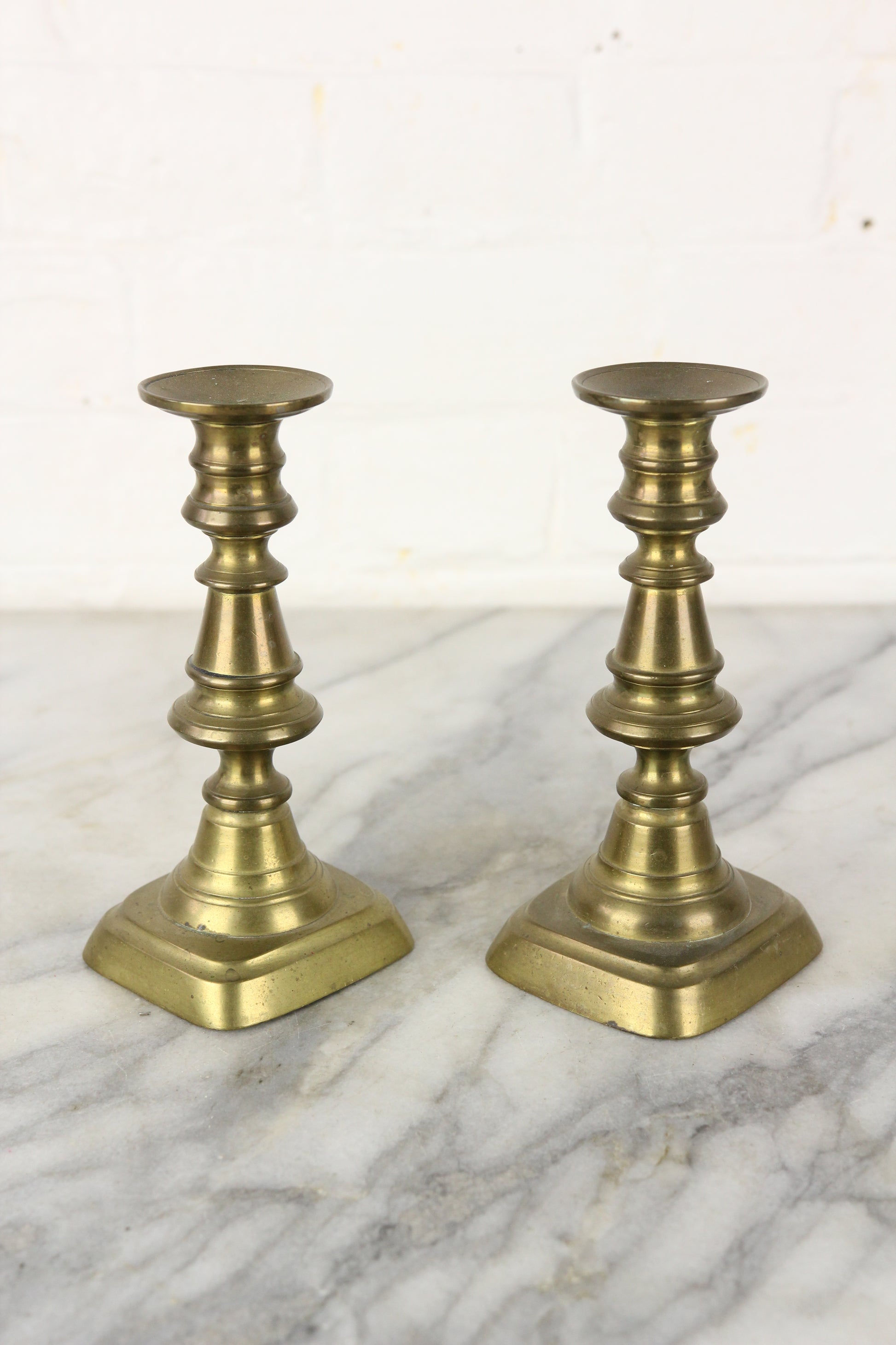 Solid Brass Push-Up Candlesticks, Pair - 6.5 – Memory Hole Vintage