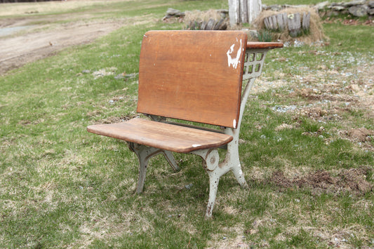 Antique Folding Cast Iron and Wood Child's Size School Desk #1