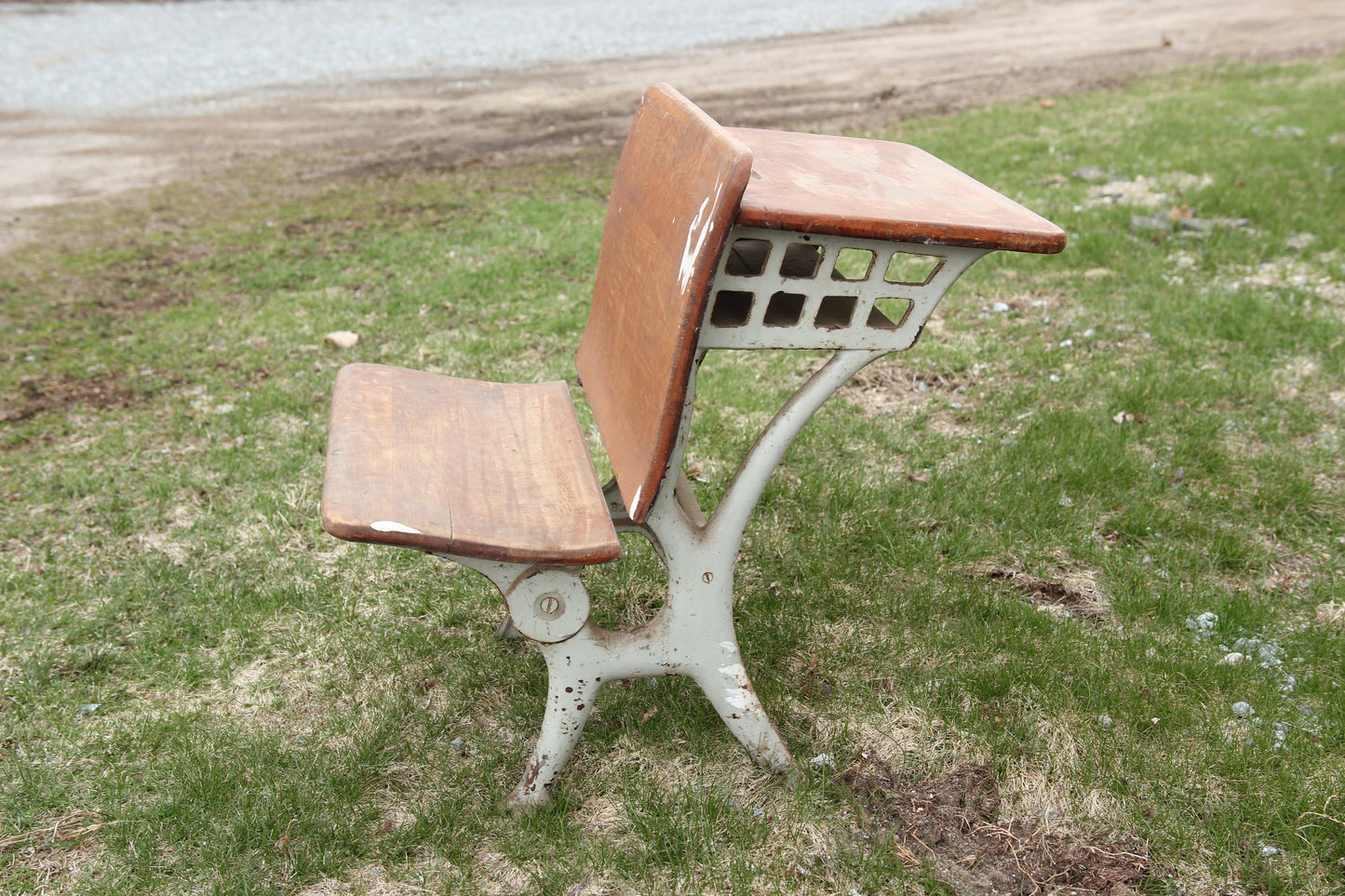Antique Folding Cast Iron and Wood Child's Size School Desk #1