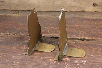 Copper-Toned and Brass Asian Ship Bookends, Pair