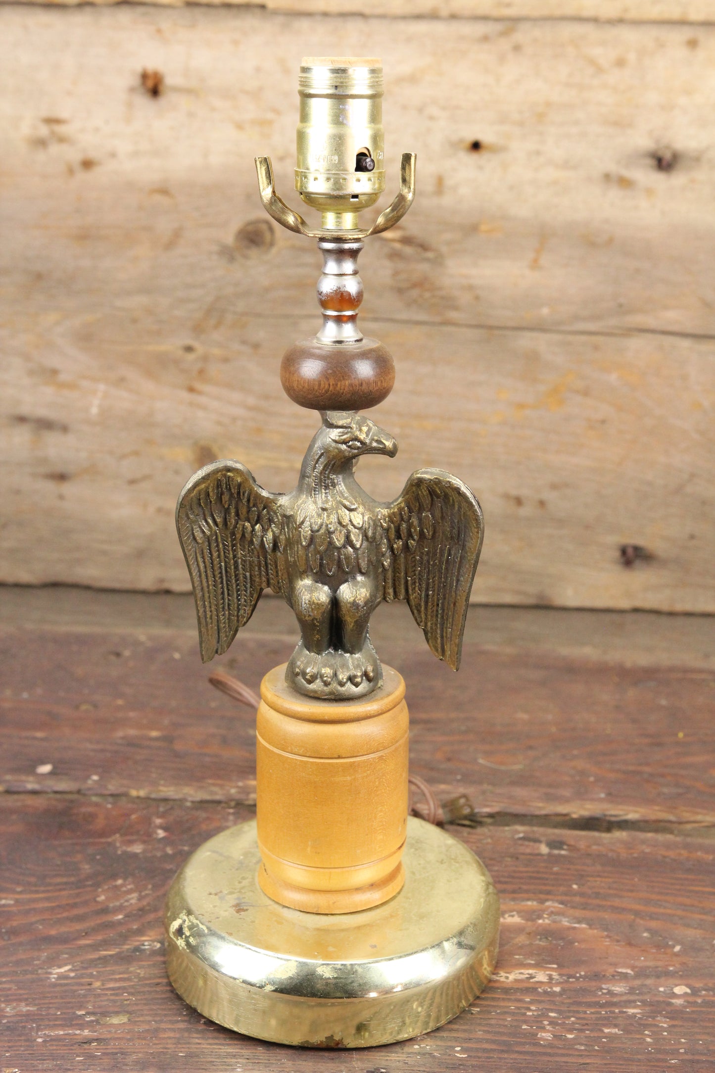 Wood and Pot Metal American Eagle Lamp