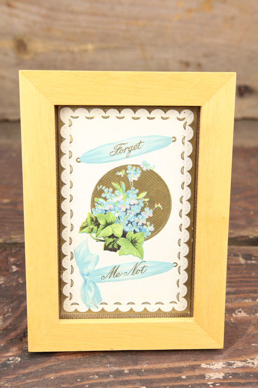 Forget Me Not Framed Antique Relief Postcard