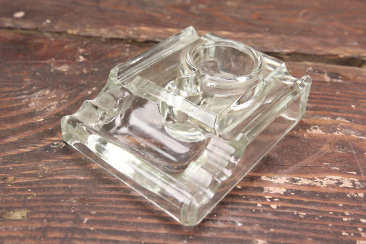 Low Profile Glass Inkwell Stand and Pen Rest, Made in England