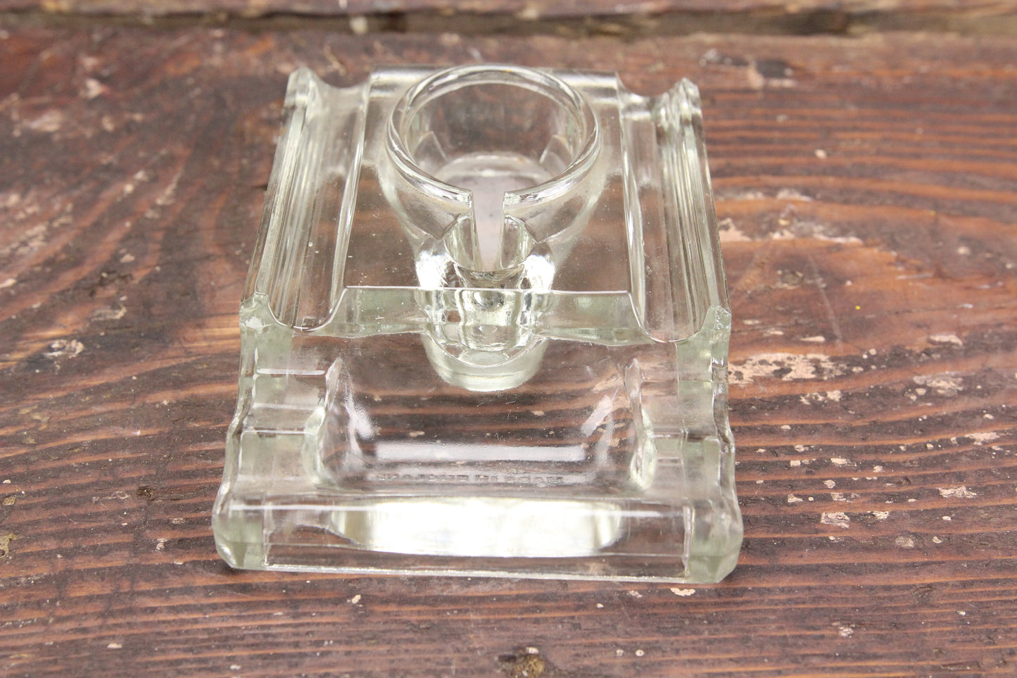 Low Profile Glass Inkwell Stand and Pen Rest, Made in England