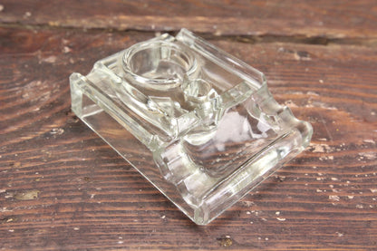 Low Profile Glass Inkwell Stand and Pen Rest, Made in England
