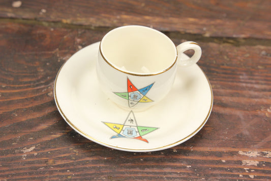 Freemason Order of the Eastern Star Eggshell Cup and Saucer by Homer Laughlin, USA D46N5