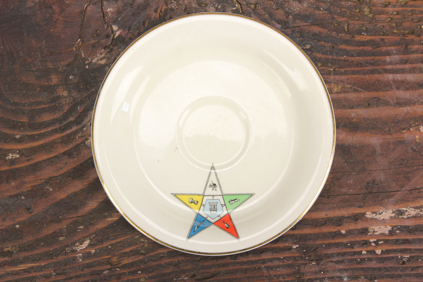 Freemason Order of the Eastern Star Eggshell Cup and Saucer by Homer Laughlin, USA D46N5