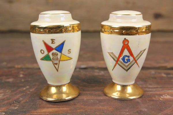 Freemason Order of the Eastern Star Lusterware Salt and Pepper Shakers