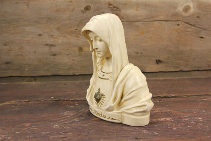 Chalkware Cor Mariae Immaculate Heart of Mary Sacred Heart Virgin Mary Statue