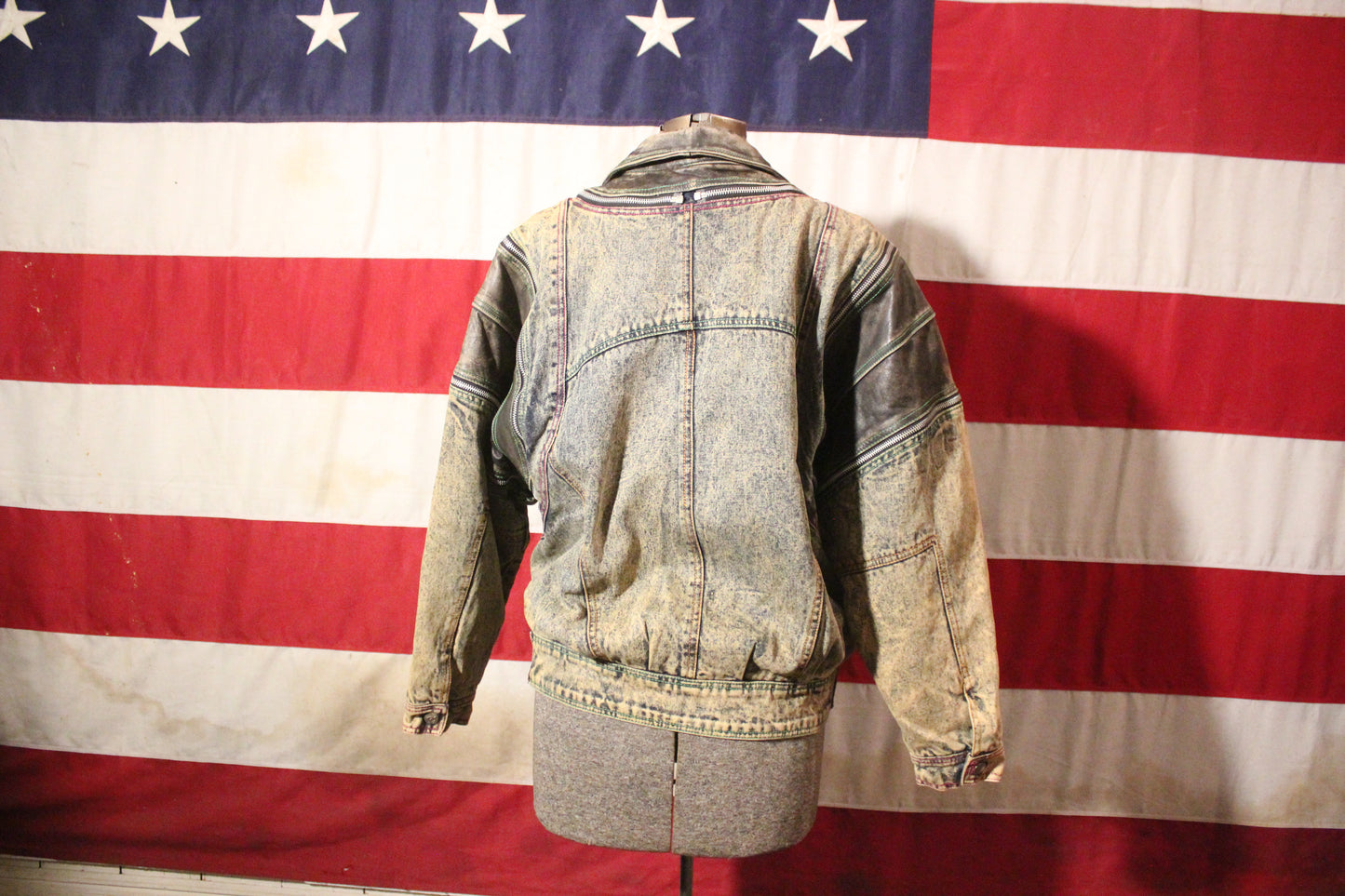 Denim and Leather "Zipperology" Jacket by Winlit, Size M