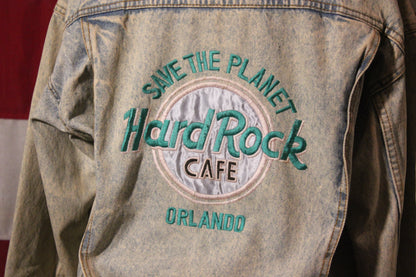 Hard Rock Cafe, Orlando, FL, "Save the Planet," Acid Wash Denim Jacket, Size S