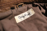 Philippe Monet Brown Leather Jacket, Size 38