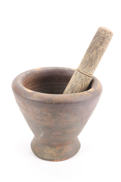 Antique Stoneware Mortar with Wood Pestle