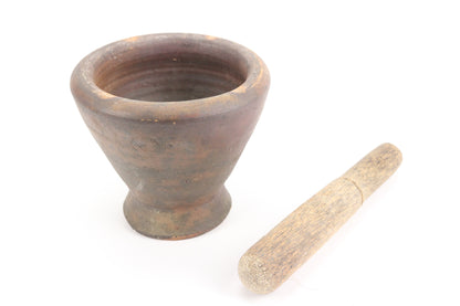 Antique Stoneware Mortar with Wood Pestle
