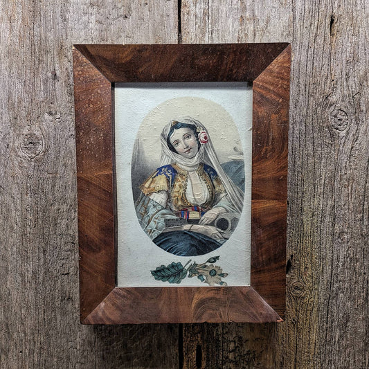 Nicely Framed Antique Print of Woman, Likely Italian