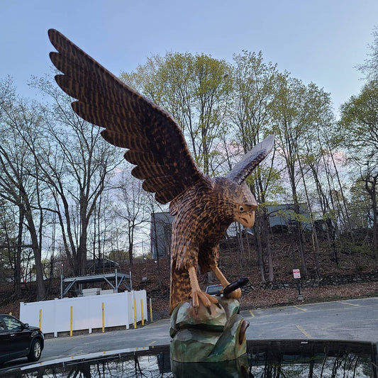 Hand Carved Wooden Eagle Clutching Snake Statue, Made in Poland