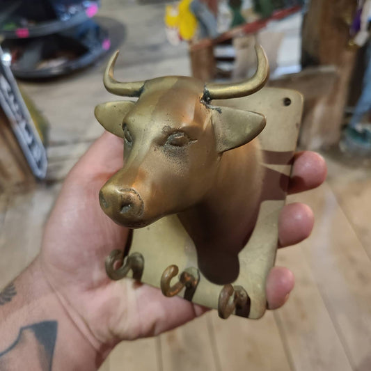 Solid Brass Bull Head Vintage Key Hook