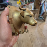 Solid Brass Bull Head Vintage Key Hook
