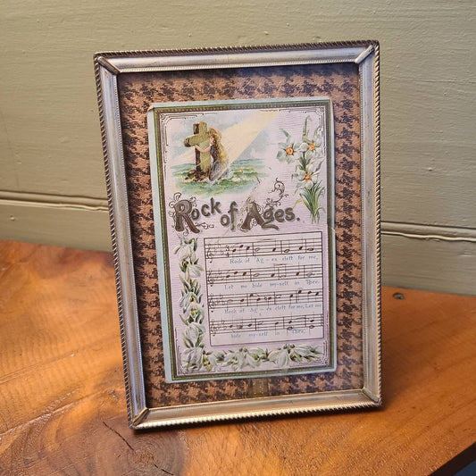 Framed 1909 Rock of Ages Antique Postcard - 5" x 7"