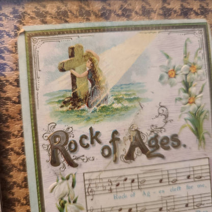 Framed 1909 Rock of Ages Antique Postcard - 5" x 7"