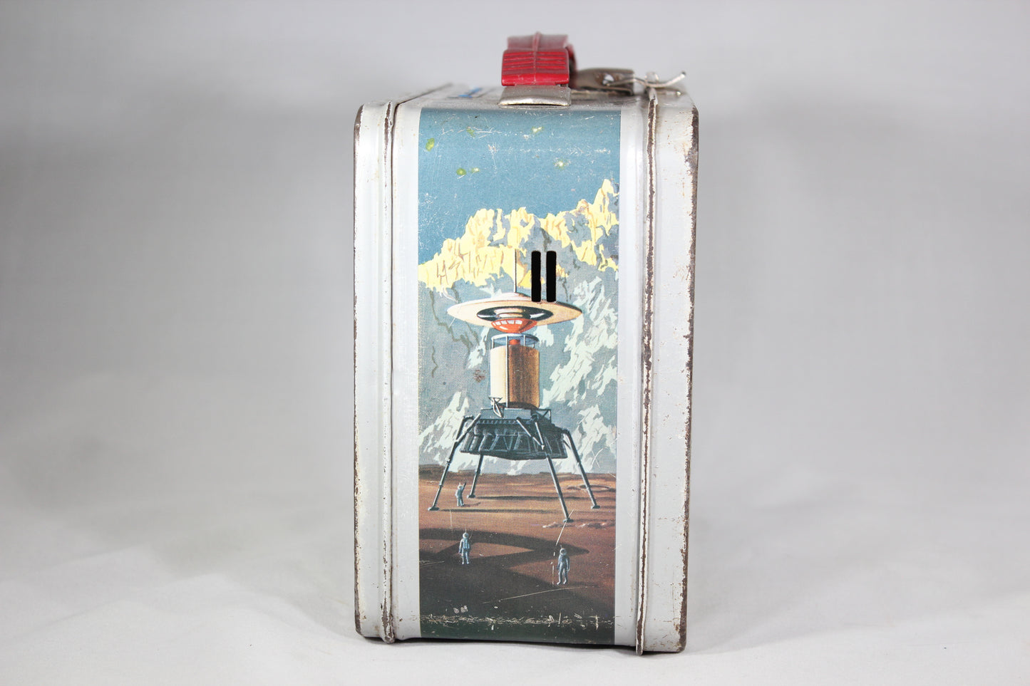 Retro Futuristic Outer Space Themed Thermos Brand Metal Lunchbox, 1950s